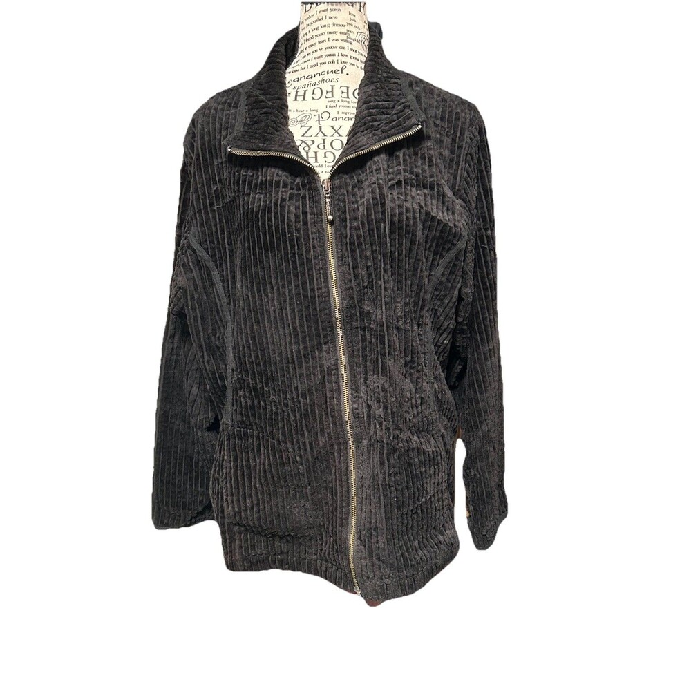Woolrich Women's Kinsdale Corduroy Jacket‎ Wide Wale SZ XL Black 2 Front Pockets